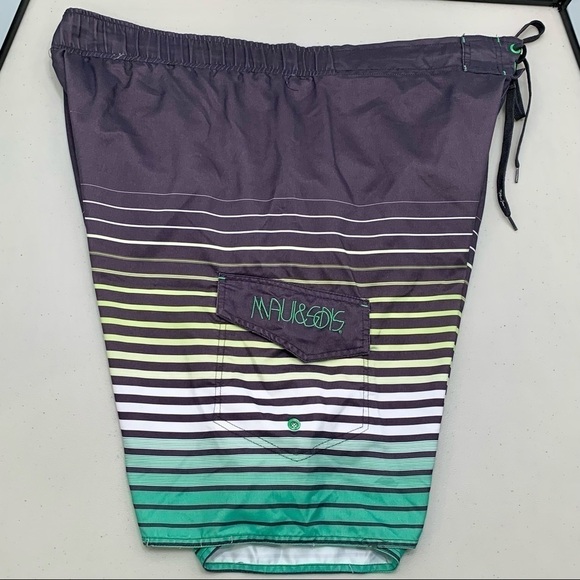 Maui & Sons Swim Trunks Adult Size L Blue Cargo Pocket Men - Picture 3 of 6
